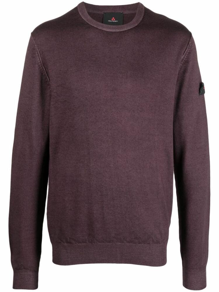 Peuterey logo-patch wool jumper - Purple Cover