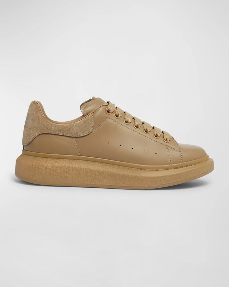 Alexander McQueen Men's Oversized Larry Tonal Leather Low-Top Sneakers Cover