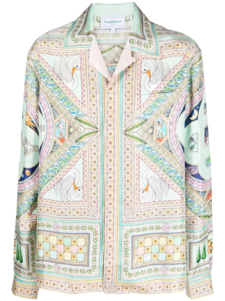 Casablanca Le Labyrinthe-print silk shirt - Neutrals Cover