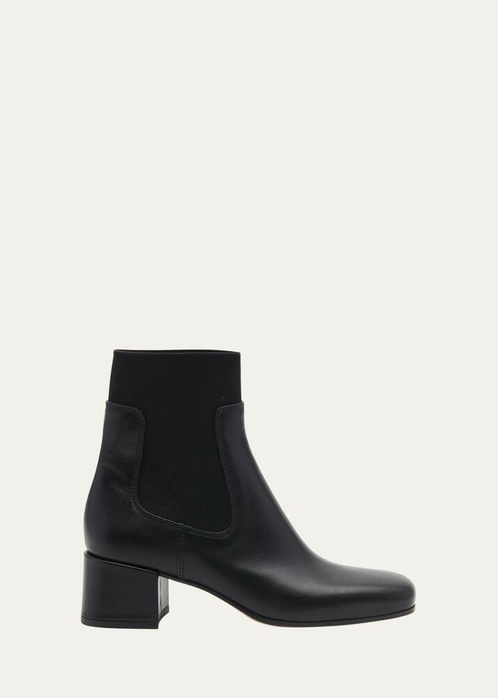 Gianvito Rossi Leather Knit Square-Toe Chelsea Booties Cover