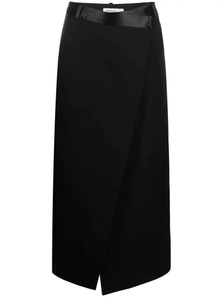 Simkhai satin-belt wrap midi skirt - Black Cover