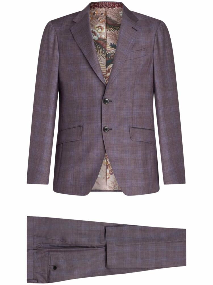 ETRO checked wool suit - Purple Cover