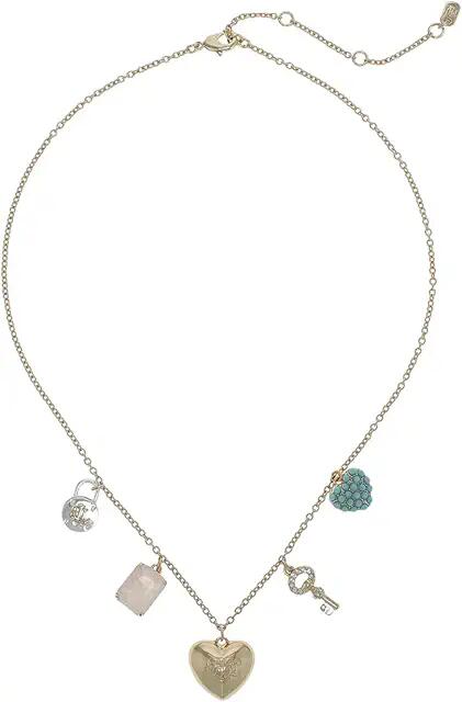 Lauren Ralph Lauren Heart Motif Charm Frontal Necklace (Two-Tone/Multi) Necklace Cover