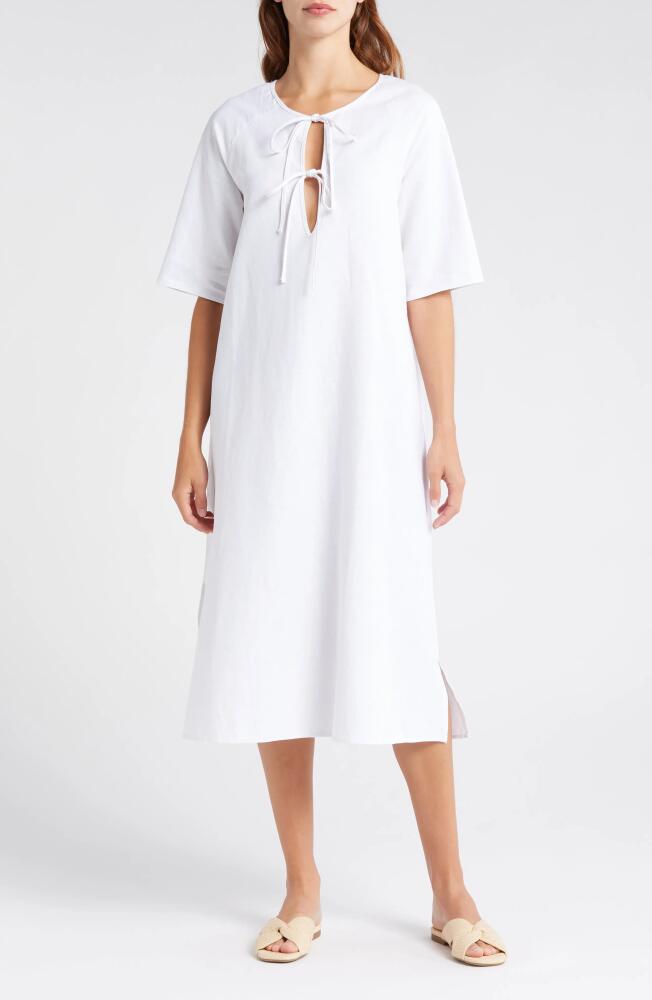 Nordstrom Tie Keyhole Cover-Up Midi Dress in White Cover