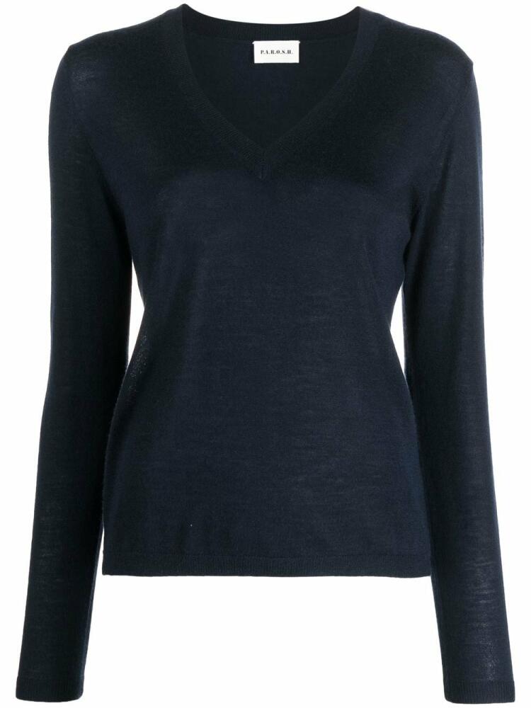 P.A.R.O.S.H. V-neck cashmere jumper - Blue Cover