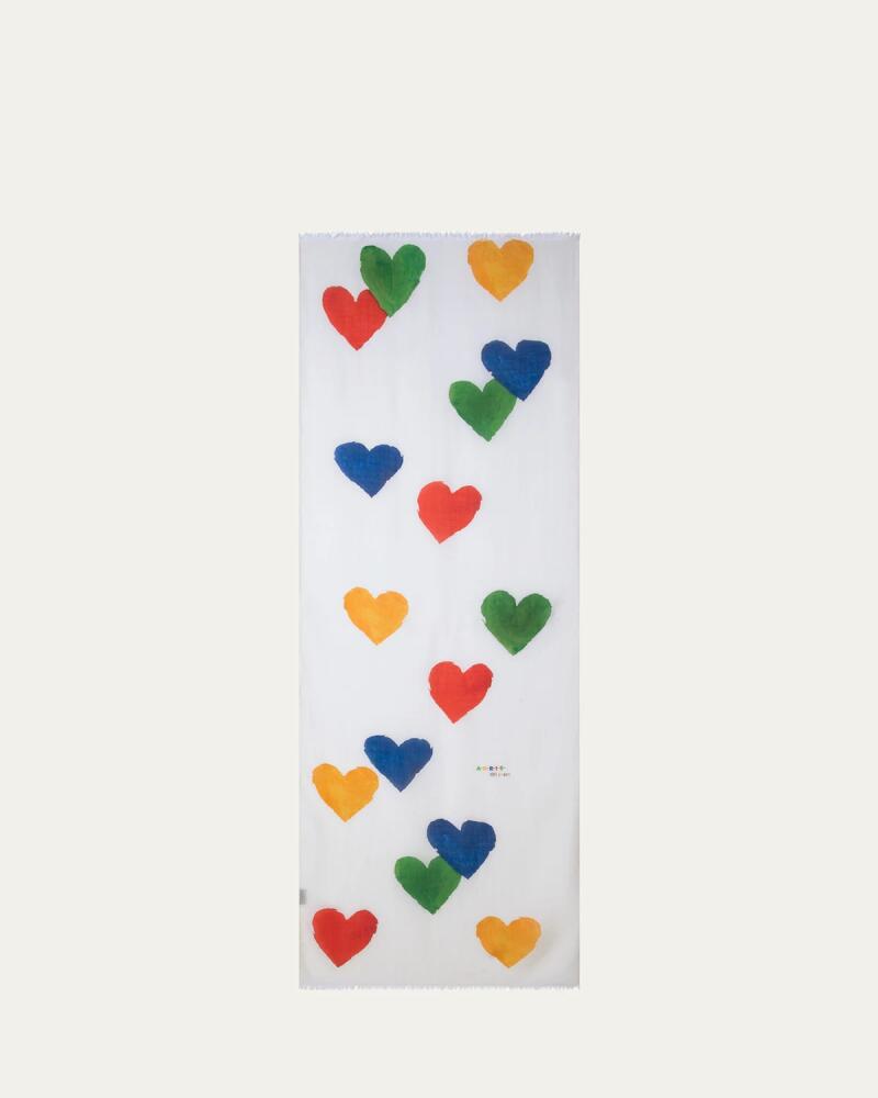 Akris Cashmere Hearts Printed Scarf Cover