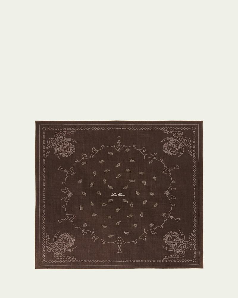 Loro Piana Logo-Print Wool Paisley-Print Scarf Cover