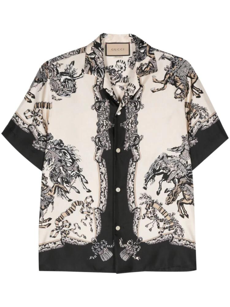 Gucci baroque-print silk bowling shirt - Neutrals Cover