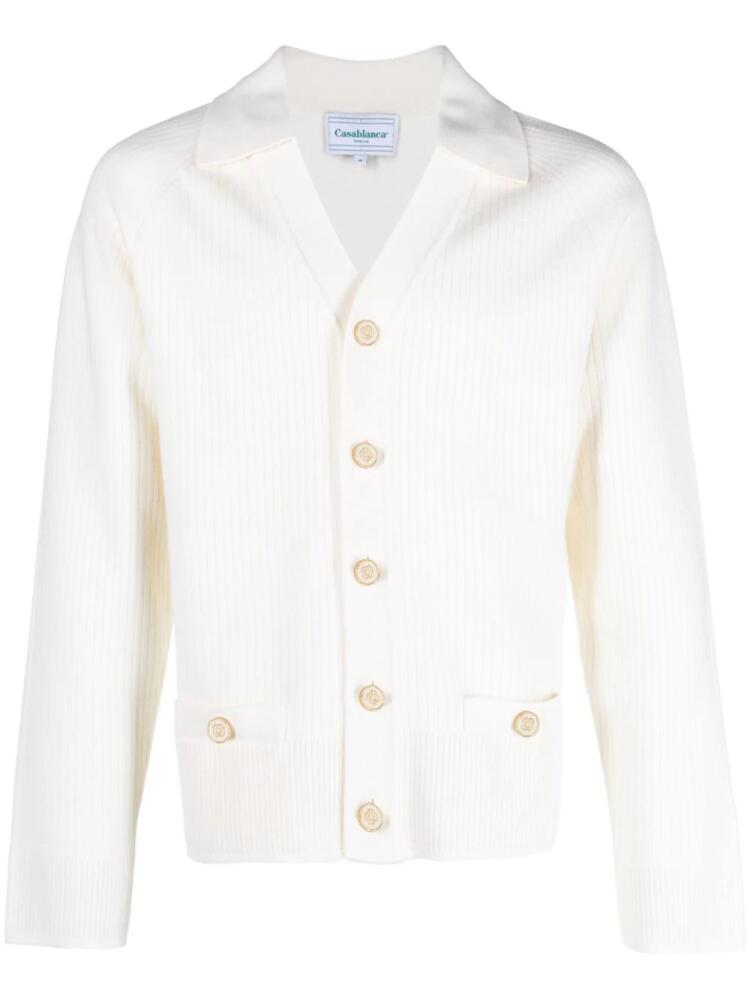 Casablanca wool-blend ribbed cardigan - White Cover