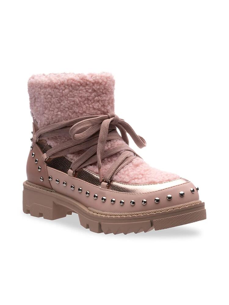 Lady Couture Women's Snowball Studded Faux Shearling Boots - Blush Multicolor Cover