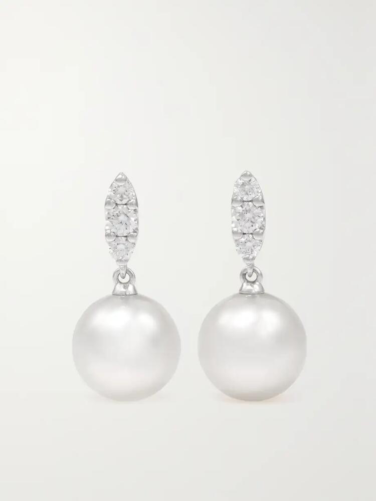 Mikimoto - 18-karat White Gold, Pearl And Diamond Earrings - One size Cover