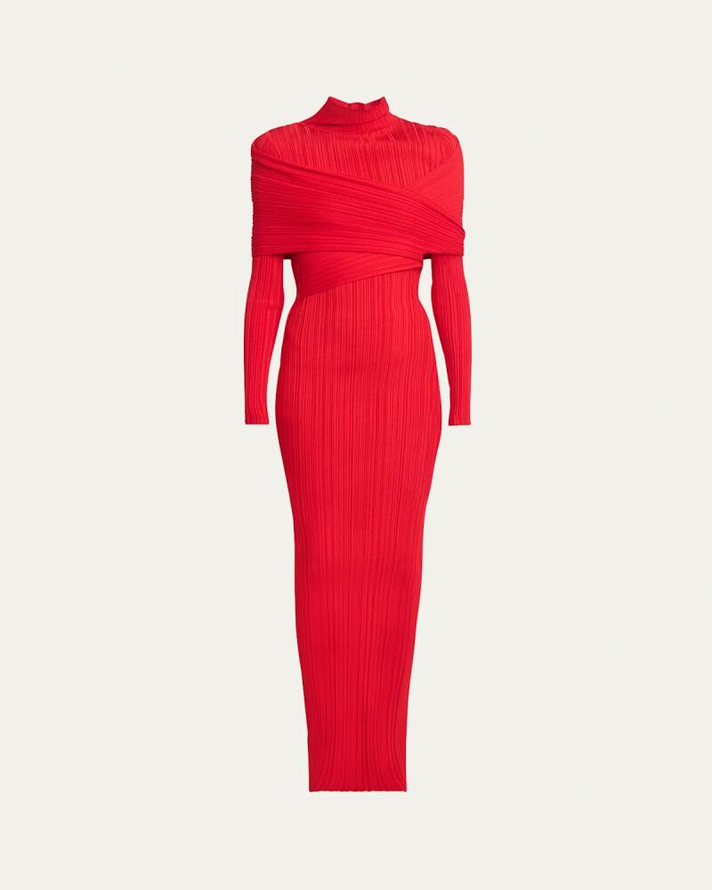 Balmain Ribbed Knit Turtleneck Bodycon Maxi Dress Cover