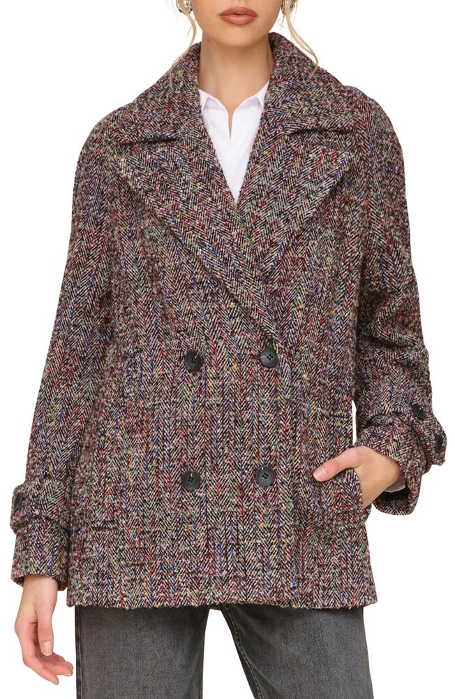 Avec Les Filles Herringbone Peacoat in Red Multi Cover