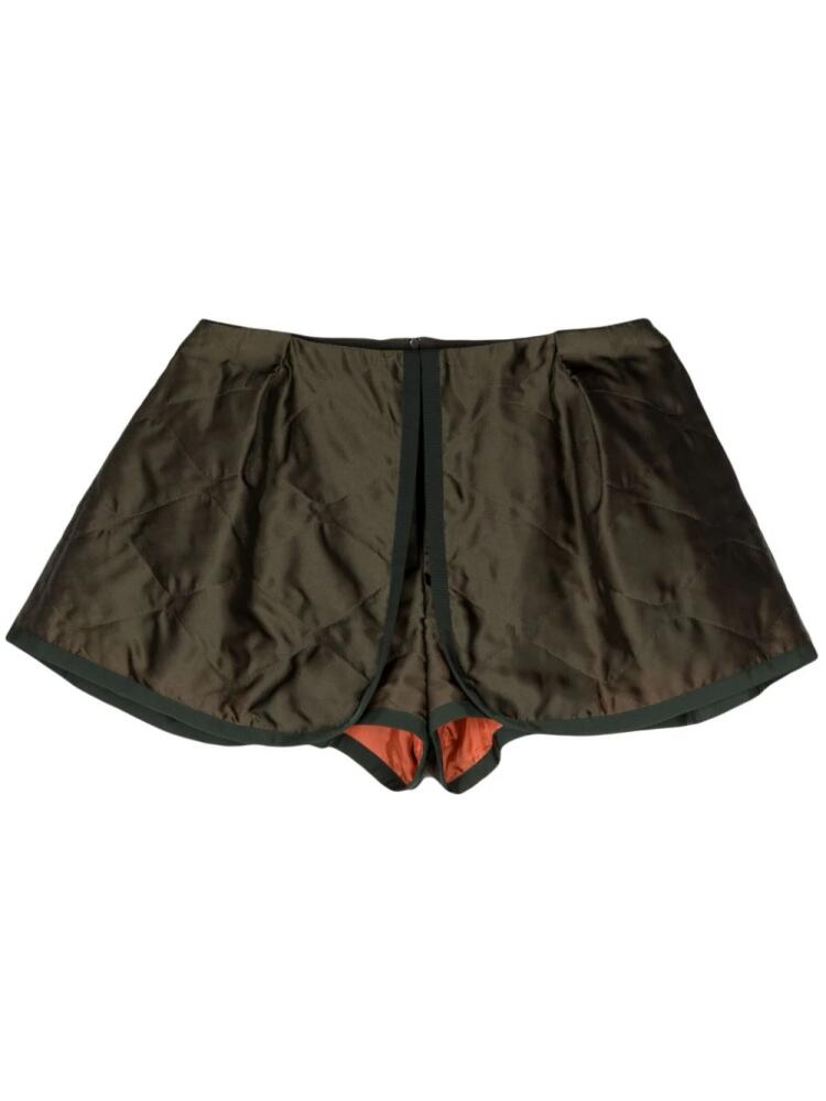 sacai layered quilted mini shorts - Green Cover