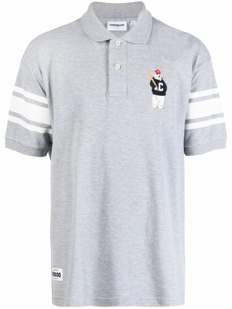 CHOCOOLATE logo-embroidered cotton polo shirt - Grey Cover