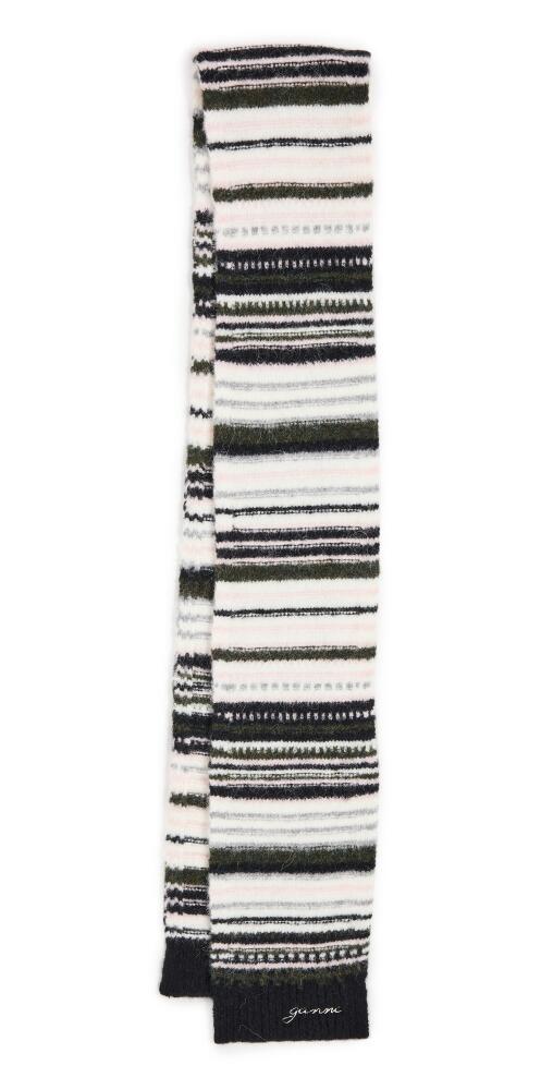 GANNI Striped Soft Wool Scarf Black Cover