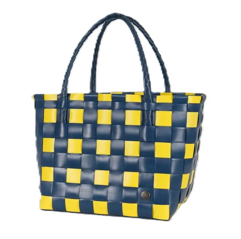 Handed By Paris Spirit Recycled Tote Bags in Ocean Blue/sunshine Weave Cover