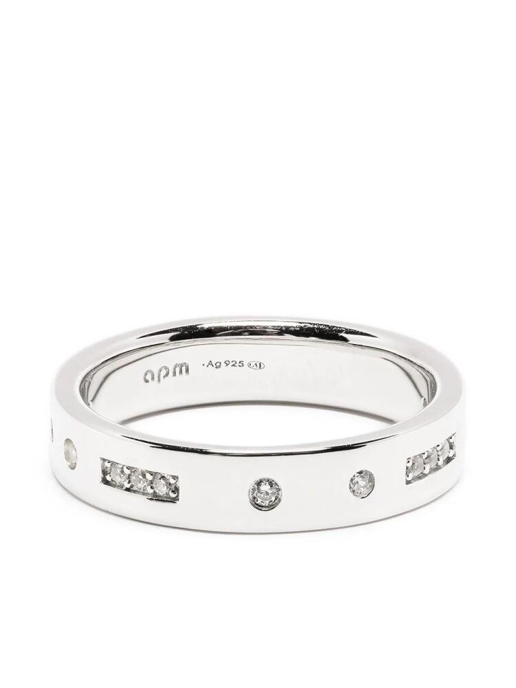 APM Monaco Morse Code band ring - Silver Cover