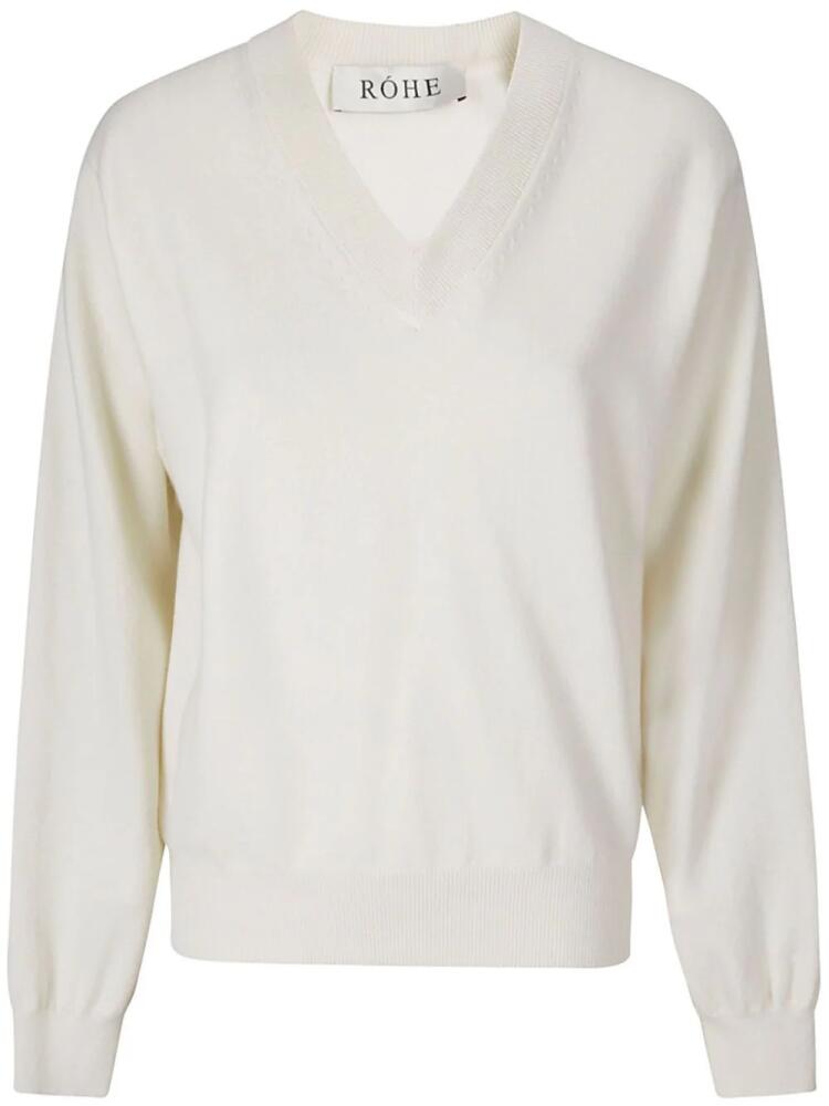 Róhe ribbed V-neck jumper - White Cover