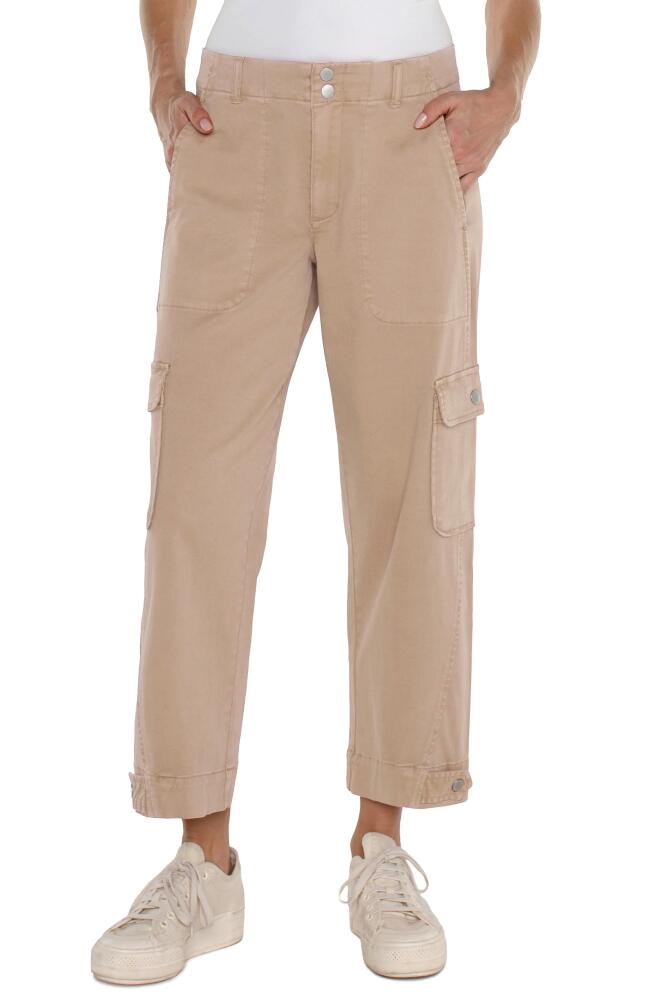 Liverpool Los Angeles Utility Stretch Twill Crop Cargo Pants in Biscuit Tan Cover