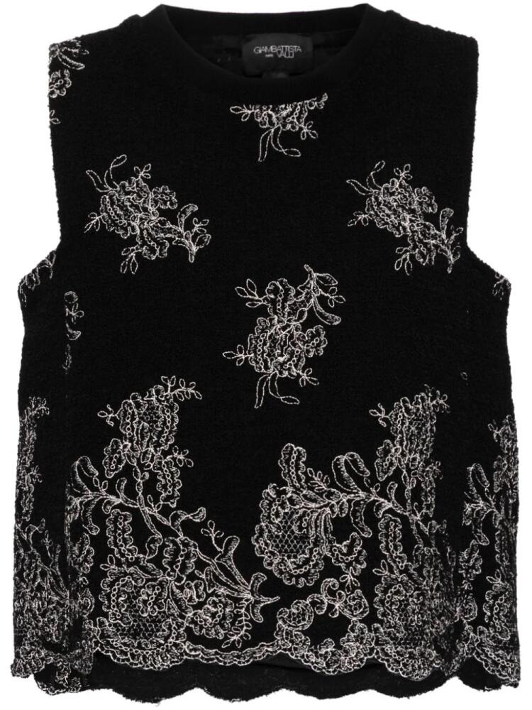 Giambattista Valli floral-embroidered tank top - Black Cover