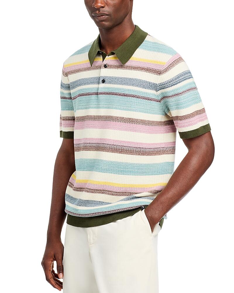 Scotch & Soda Cotton Stripe Structured Knit Regular Fit Polo Shirt Cover