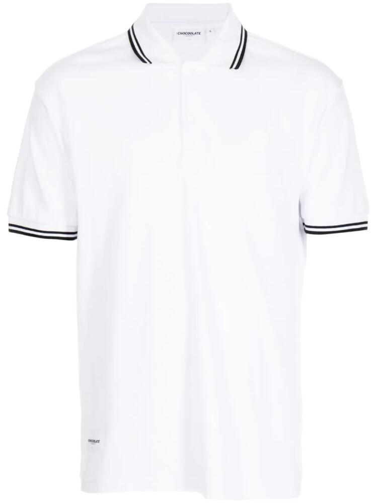 CHOCOOLATE striped cotton polo shirt - White Cover