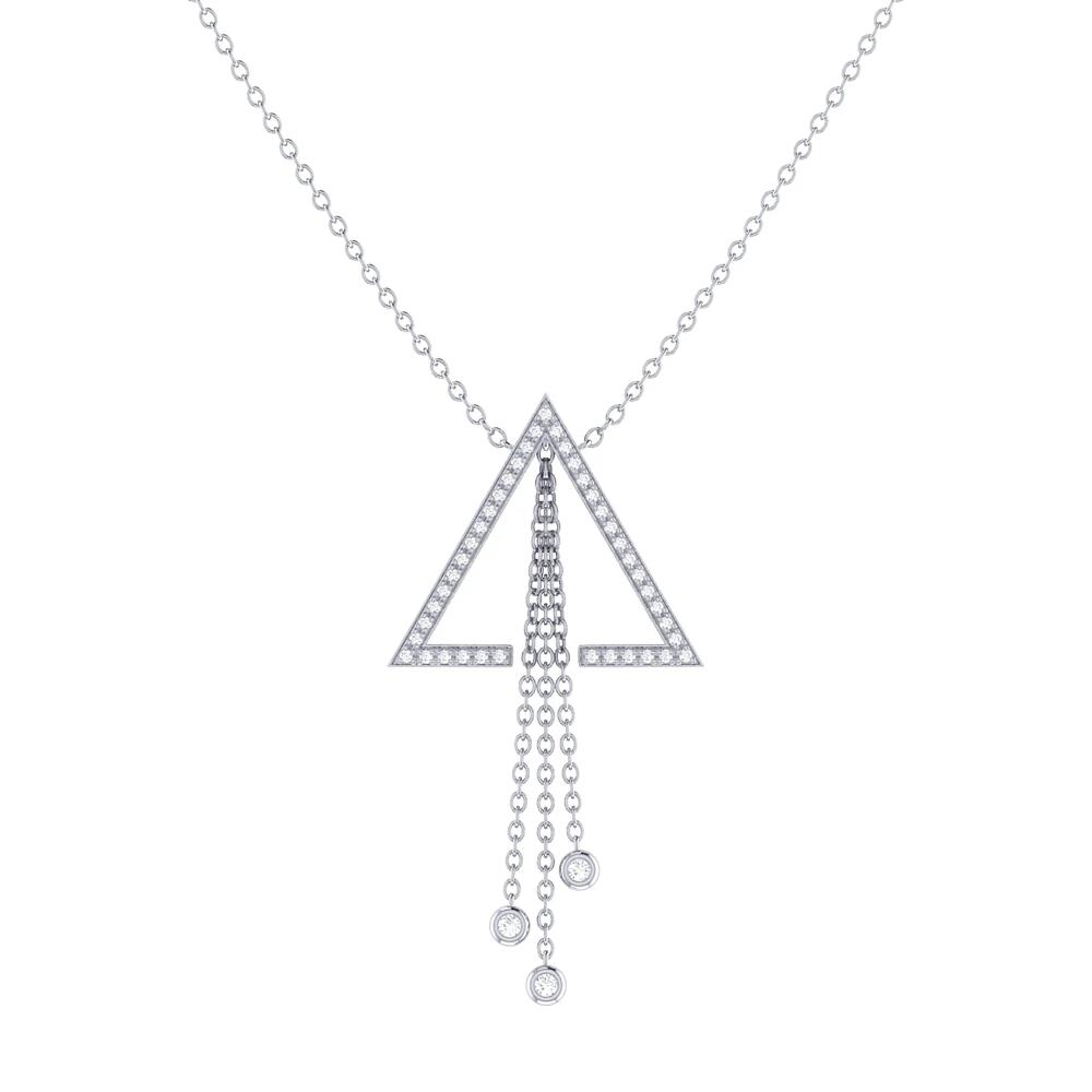 LuvMyJewelry Skyline Triangle Silver Diamond Lariat Necklace Cover