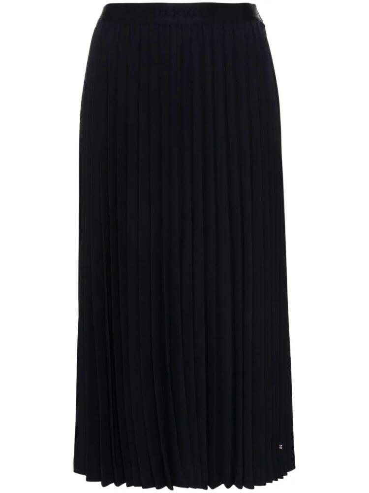 Tommy Hilfiger logo-waistband pleated midi skirt - Blue Cover