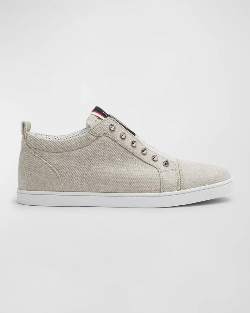 Christian Louboutin Men's F. A.V. Fique A Vontade Linen Slip-On Sneakers Cover