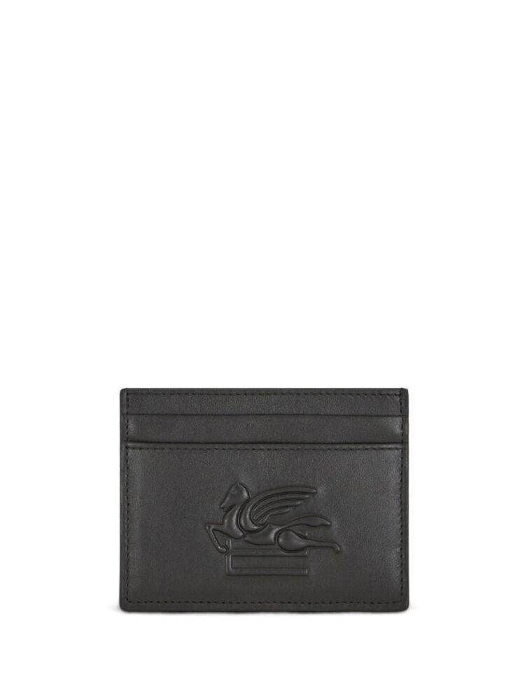 ETRO Pegaso motif-embossed leather cardholder - Black Cover