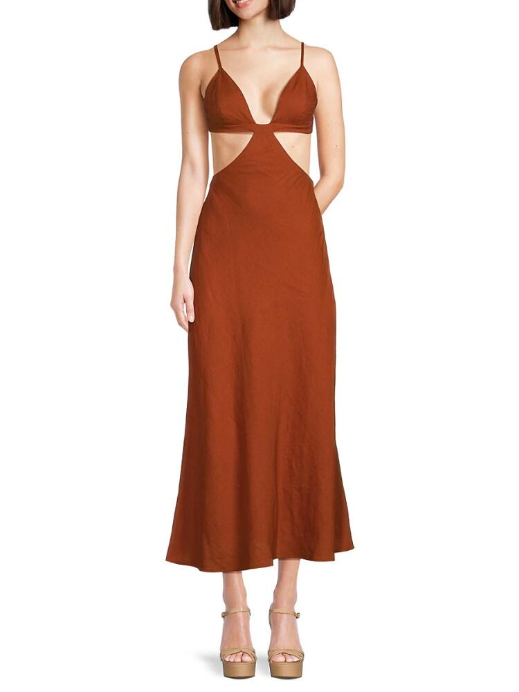 Cult Gaia Women's Selah Cut Out Linen Blend Midi Dress - Amber Cover