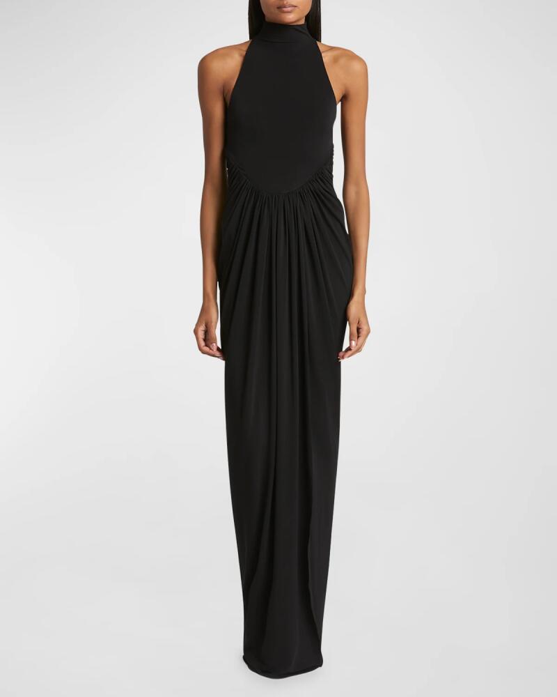 ALAIA High Neck Draped Waist Gown Cover