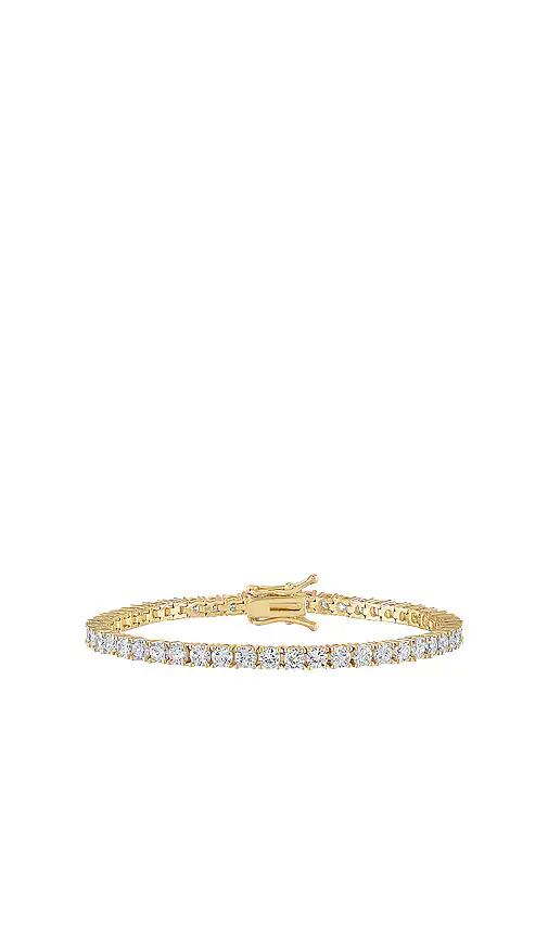 Alexa Leigh Crystal Tennis Bracelet in Metallic Gold Cover