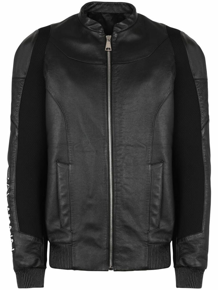 Balmain logo-printed leather bomber jacket - Black Cover