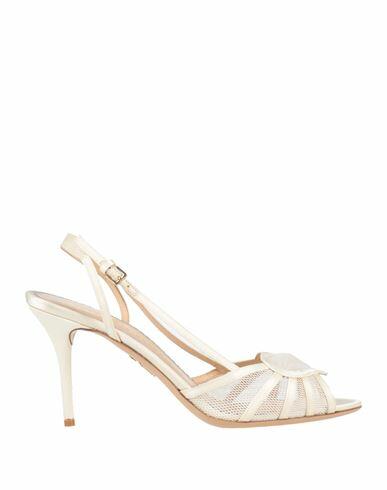 Charlotte Olympia Woman Sandals Ivory Textile fibers, Leather Cover