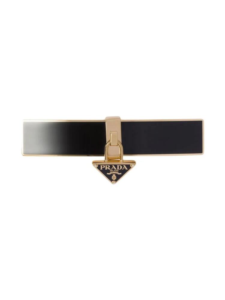 Prada triangle-logo hair clip - Gold Cover