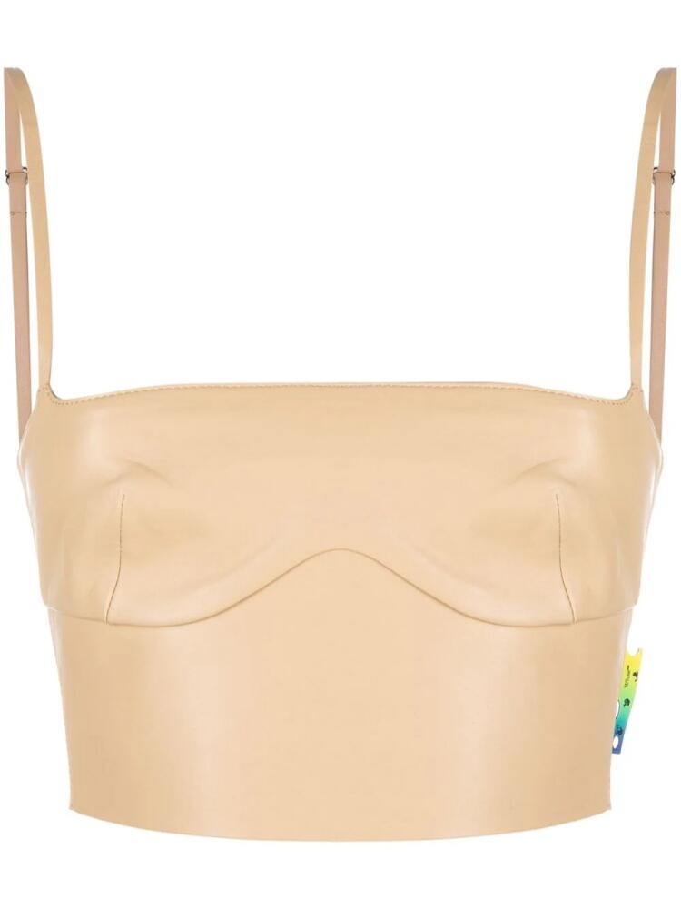 Off-White cropped leather bustier top - Neutrals Cover