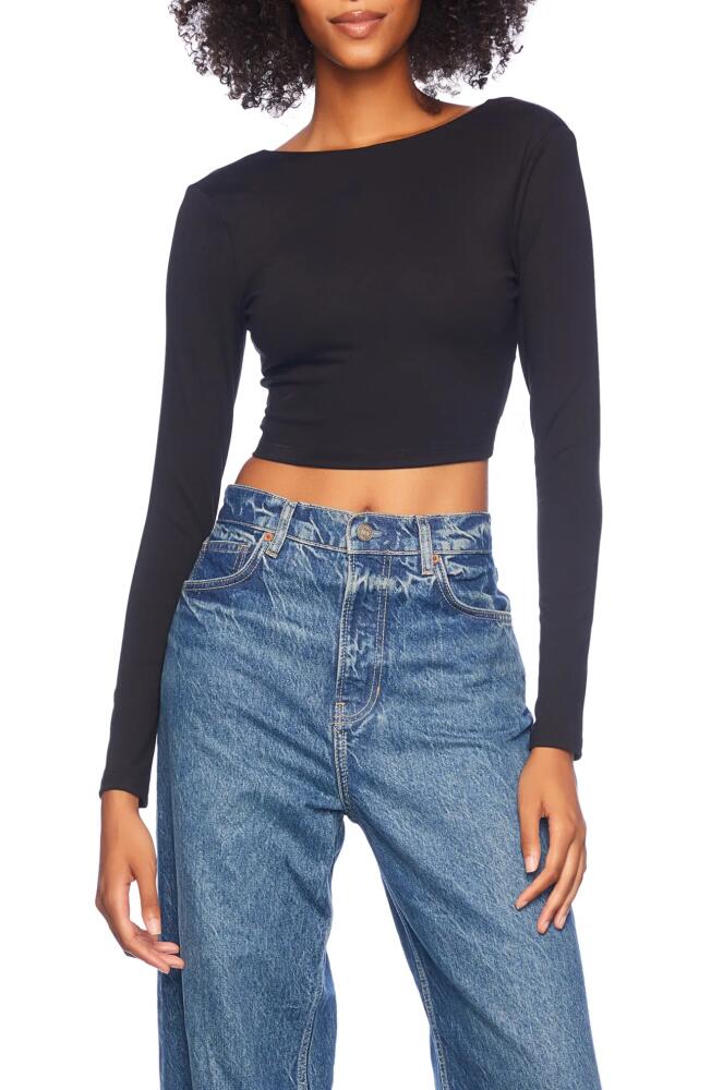 Susana Monaco Open Back Long Sleeve Crop Top in Black Cover