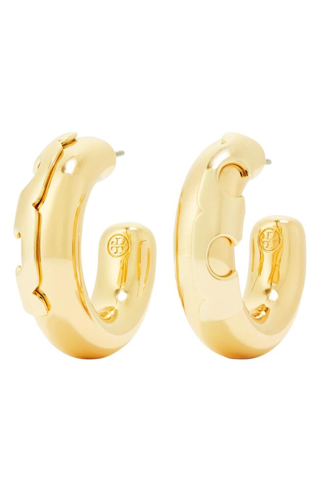 Tory Burch Kira Essential Hoop Earrings in Tory Gold Cover