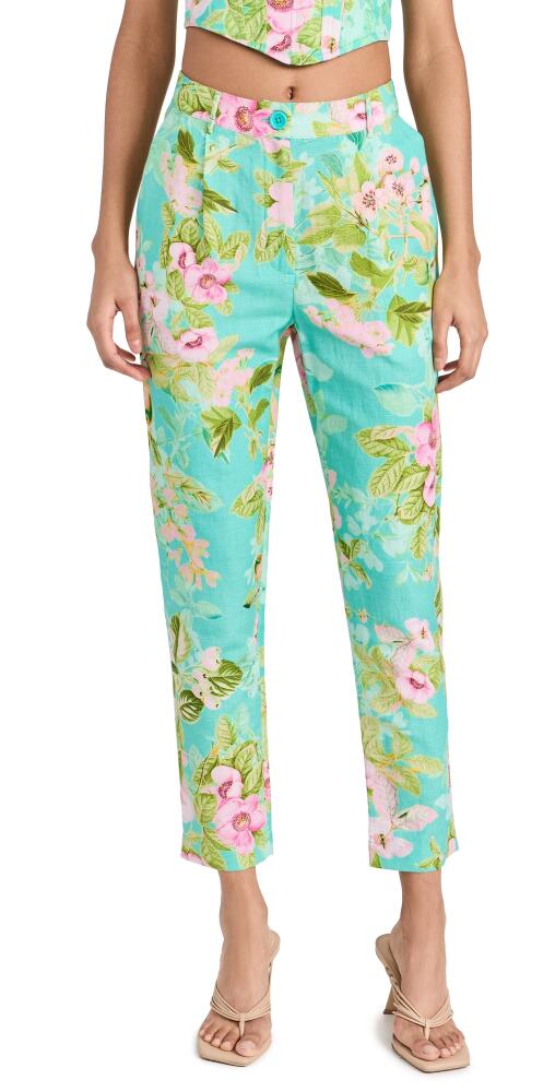 Hemant and Nandita Pants Teal Floral Cover