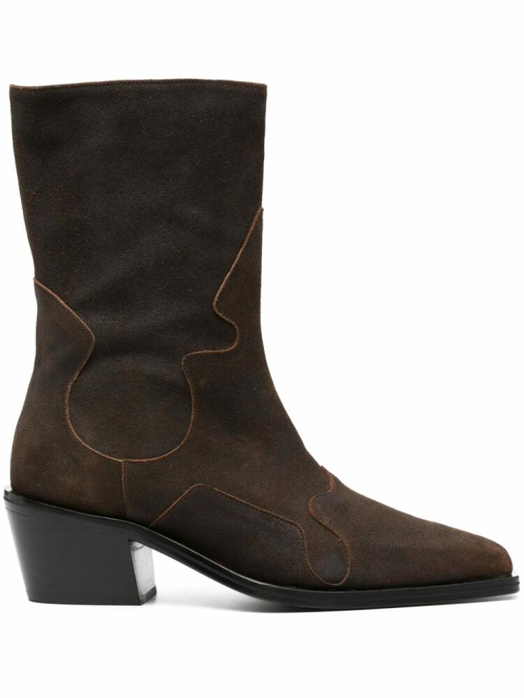 Eckhaus Latta 70mm zip-up suede boots - Brown Cover