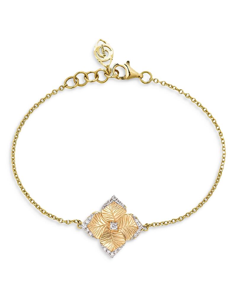 Piranesi 18K Yello Gold Oro Fiore Diamond Flower Link Bracelet Cover