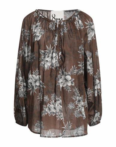 8pm Woman Top Dark brown Cotton, Silk Cover