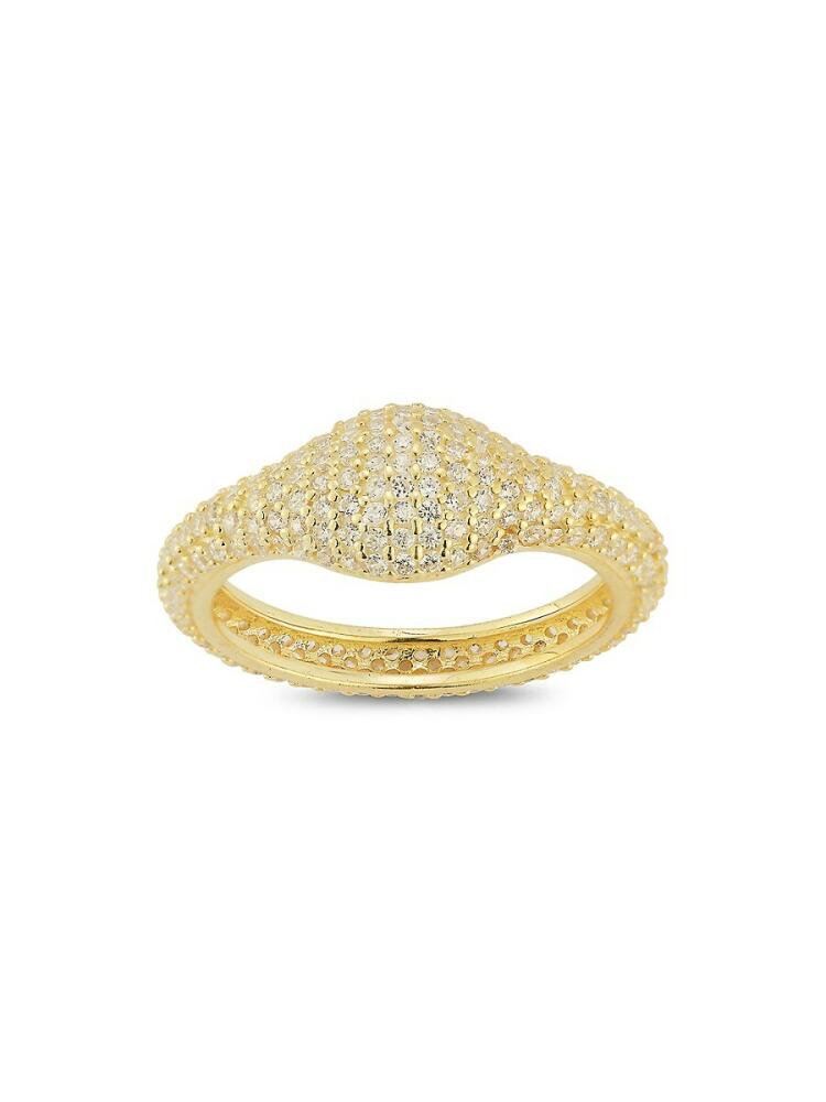 SPHERA MILANO Women's Sterling Silver & Cubic Zirconia Pave Signet Ring - Goldtone Cover