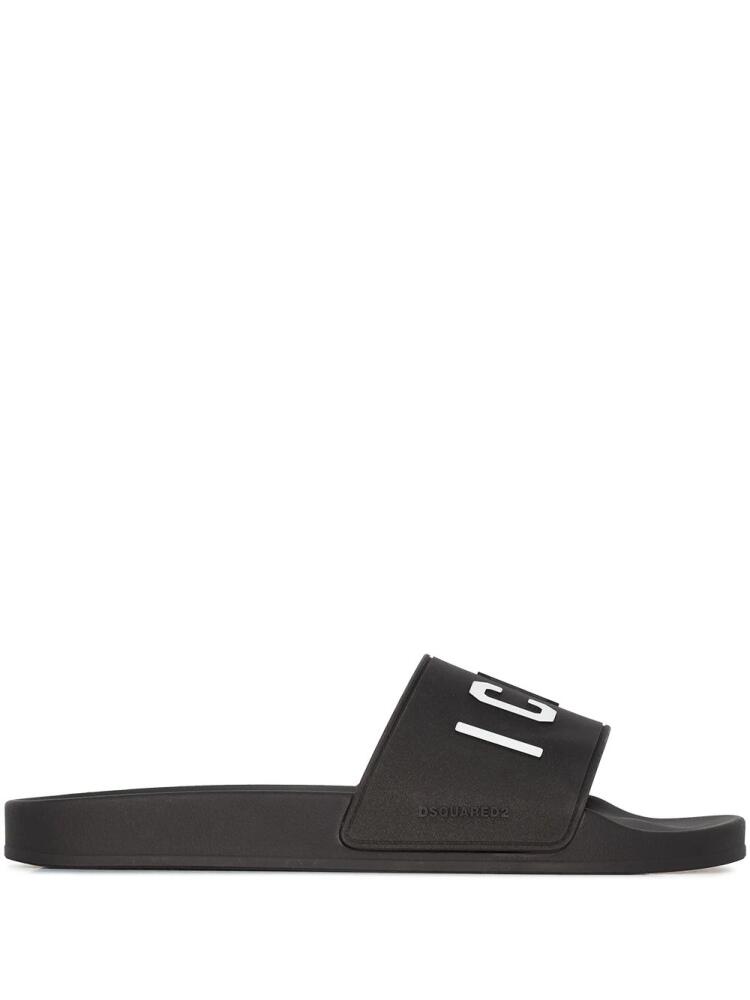 DSQUARED2 logo-print flat slides - Black Cover