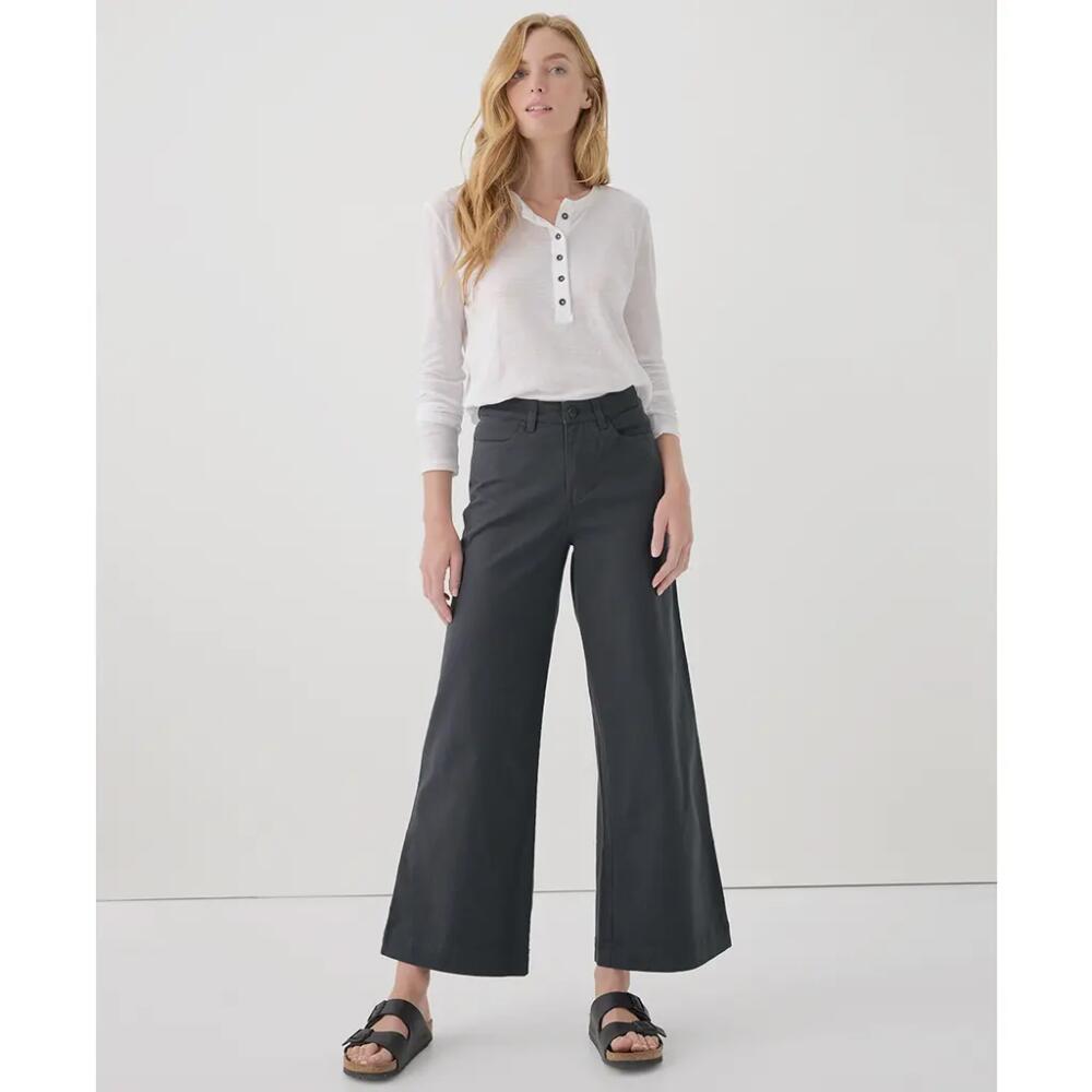 Pact Organic Stretch Twill Denim Wide Leg Pant in Storm Cover