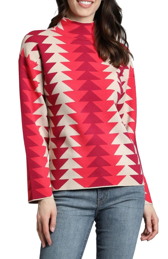 APNY Retro Funnel Neck Top in Red Multi Cover