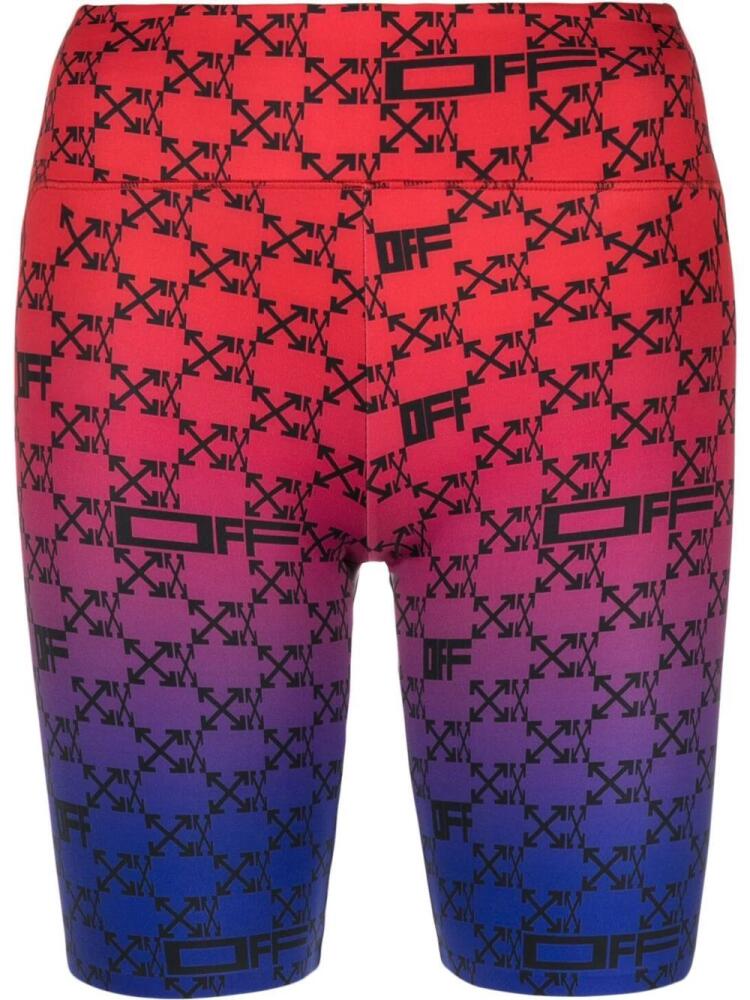 Off-White monogram-print cycling shorts - Red Cover