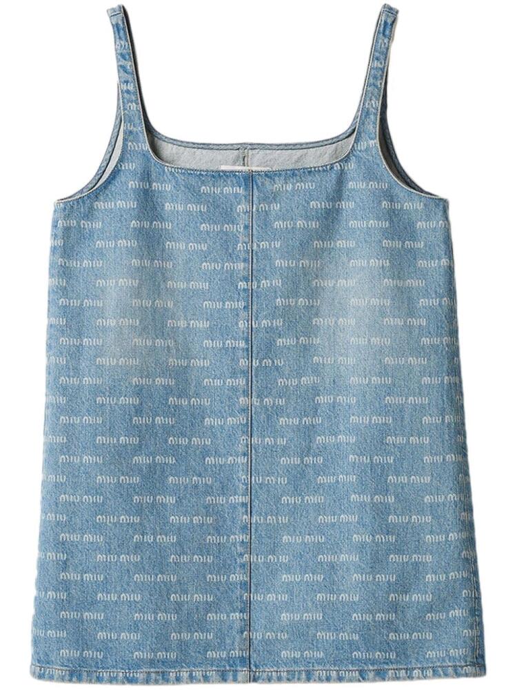 Miu Miu logo-print denim dress - Blue Cover